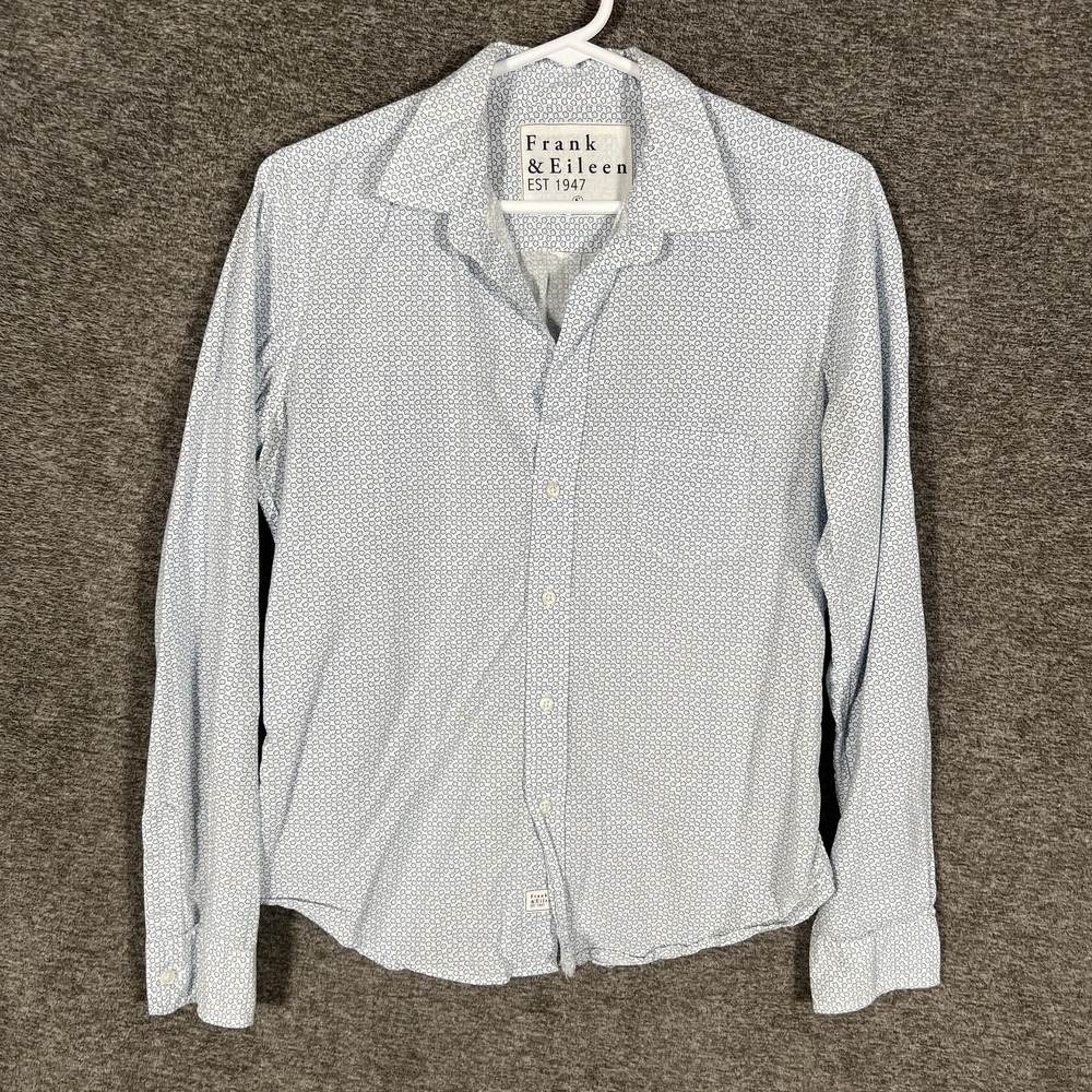 Frank & Eileen Shirt Womens Small‎ White Blue Floral Button Up Long Sleeve Top